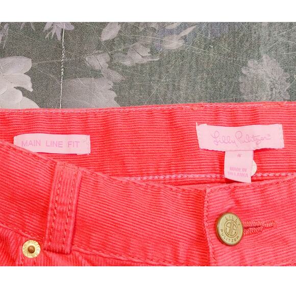 Lilly Pulitzer Corduroy Pants Main Line Fit Mid Rise Coral Pink Womens Size 4 - Picture 3 of 7